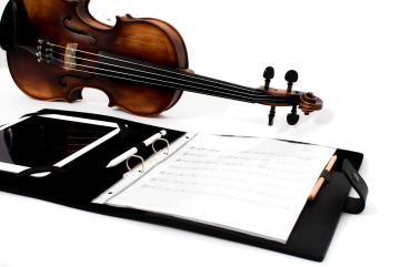 Ledermappe 'Musik' für iPads/Tablets schwarz
