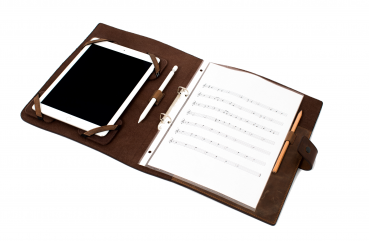 Ledermappe 'Musik' für iPads/Tablets vintage braun